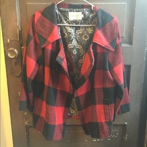 Buffalo plaid cape jacket